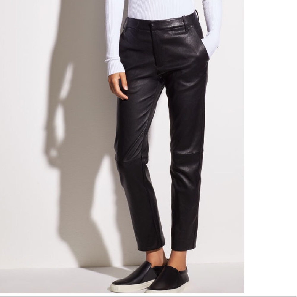 VINCE Coin Pocket Stretch Lambskin Leather Pants - Picture 1 of 8